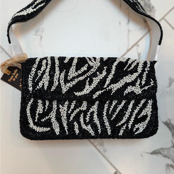 Viral TikTok Beaded Bag Zebra Shoulder Bag NWT - Picture 1 of 5
